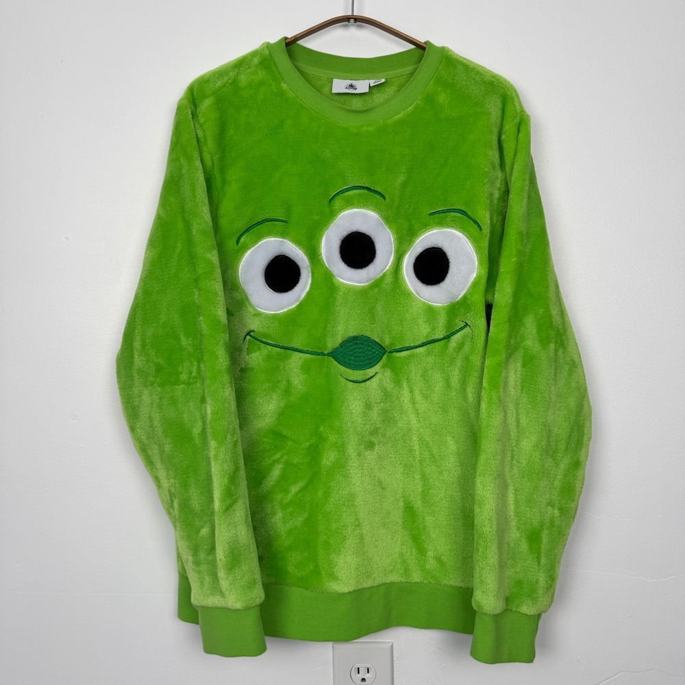 Disney Pixar Toy Story Alien Fuzzy Fleece Sweatshirt Green Womens Medium